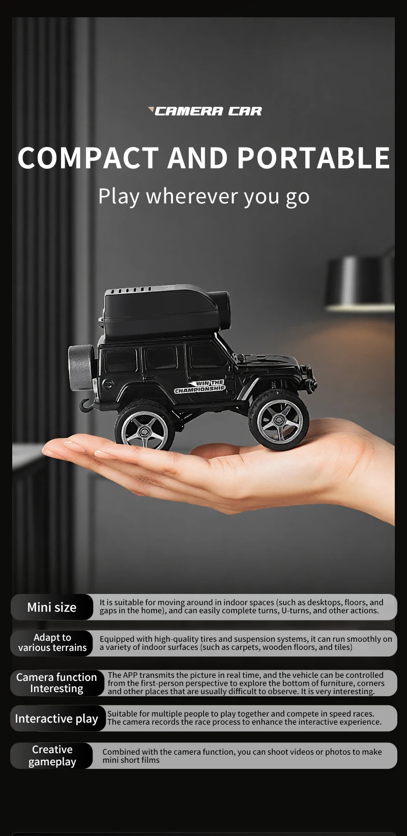 Mini Carro RC com Câmara WiFi – Controlo Remoto App e Comando - Image 11