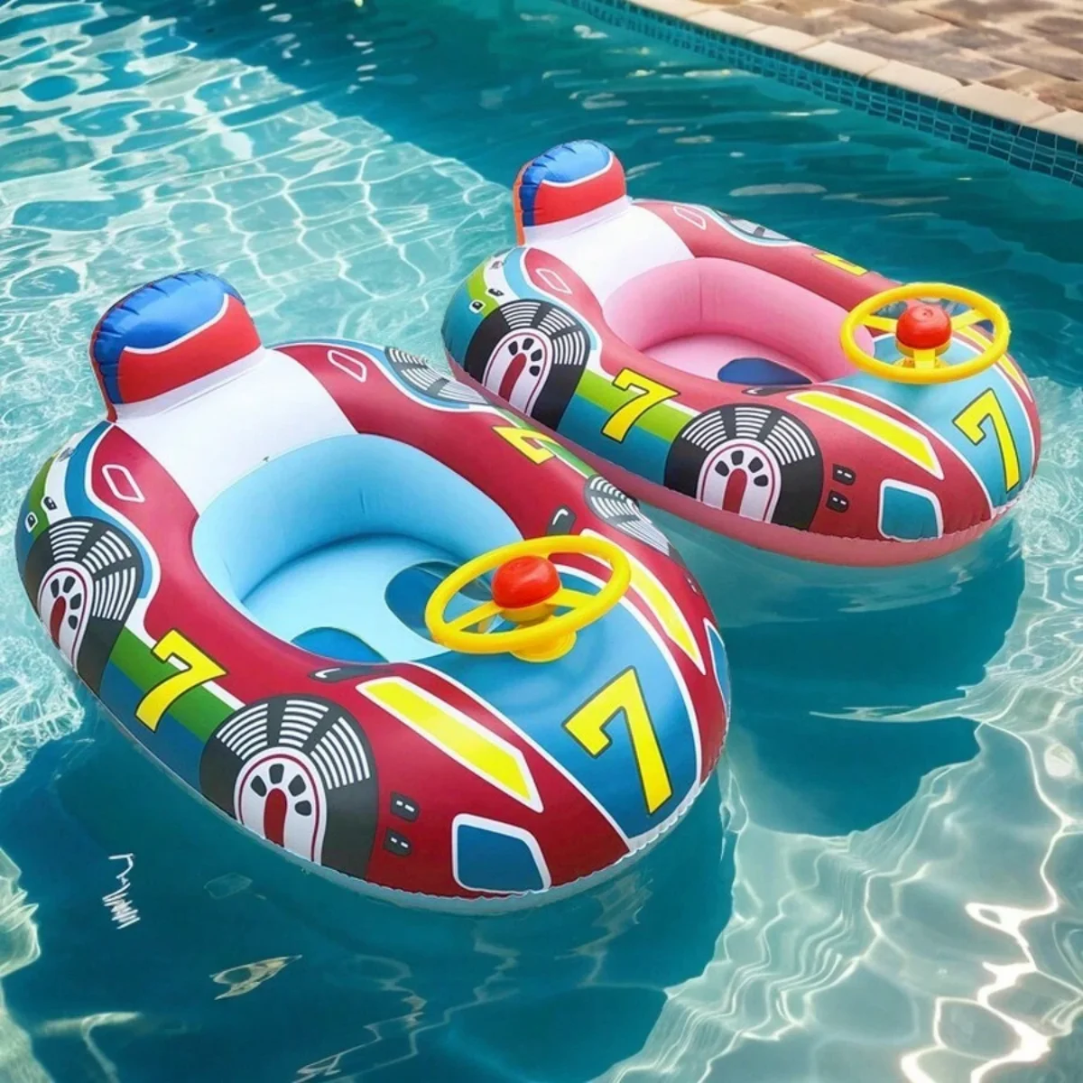 Boia de Bebé "Carrinho Feliz" com Assento e Pegas – Insuflável de Piscina e Praia