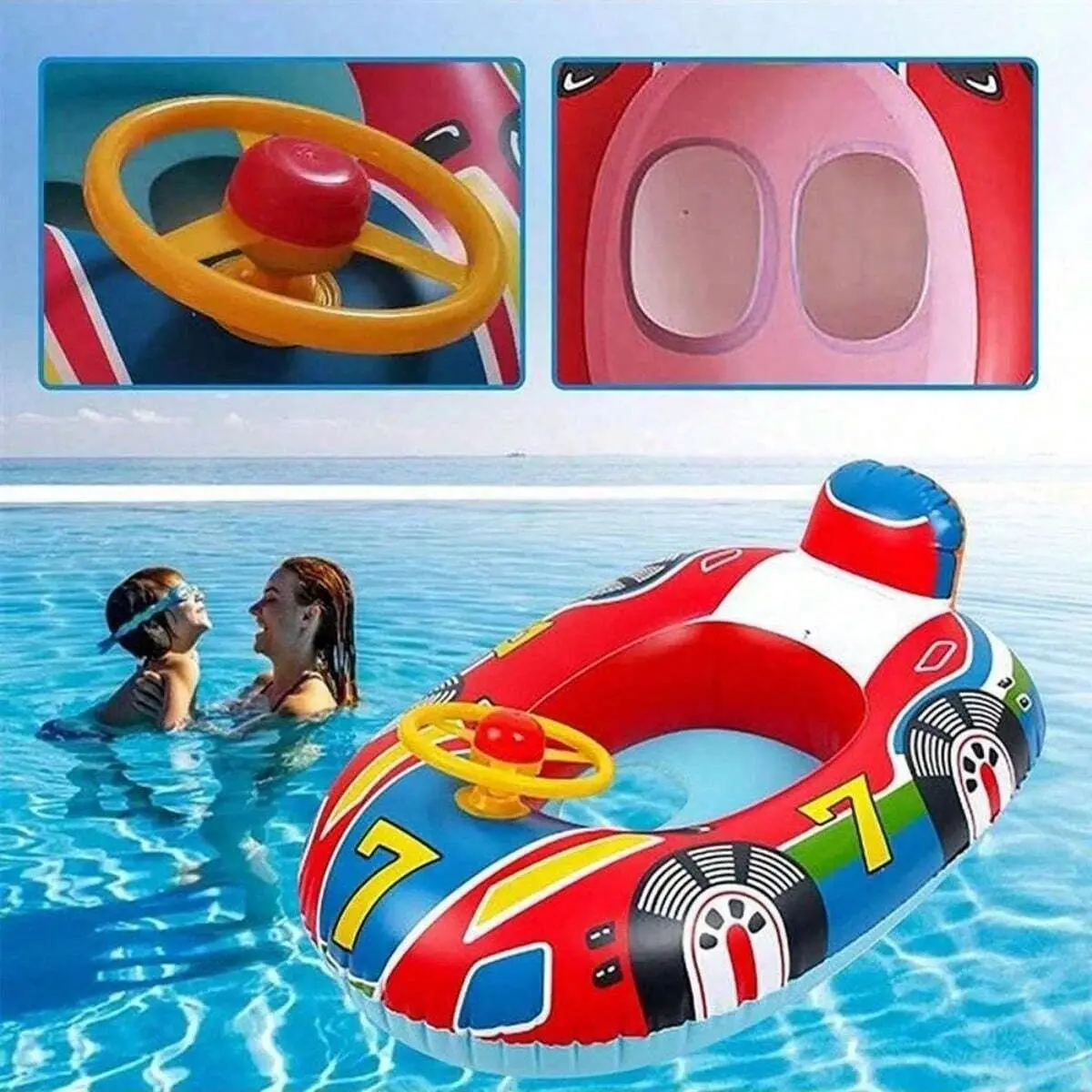 Boia de Bebé "Carrinho Feliz" com Assento e Pegas – Insuflável de Piscina e Praia - Image 2