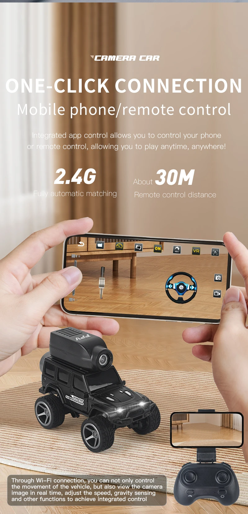 Mini Carro RC com Câmara WiFi – Controlo Remoto App e Comando - Image 19