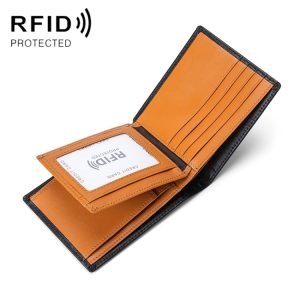 Carteira Curta em Pele com Três Dobras e RFID
