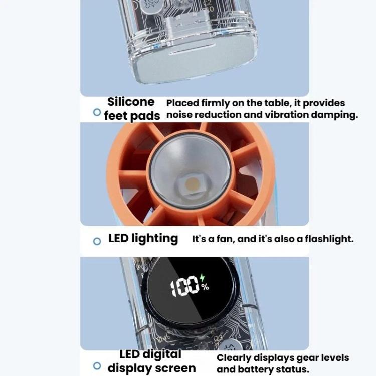 Ventilador portátil silencioso de alta velocidade S8 com visor digital e resfriamento rápido. - Image 13